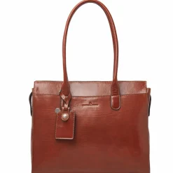 Castelijn & Beerens Schultertaschen|Henkeltaschen<Ellen Schultertasche Leder 40 cm Laptopfach cognac
