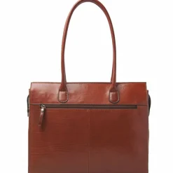 Castelijn & Beerens Schultertaschen|Henkeltaschen<Ellen Schultertasche Leder 40 cm Laptopfach cognac