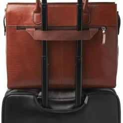 Castelijn & Beerens Schultertaschen|Henkeltaschen<Ellen Schultertasche Leder 40 cm Laptopfach cognac