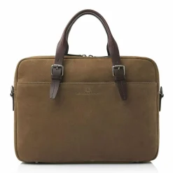 Clearance Castelijn & Beerens Nubuck Aktentasche Leder 41 cm Laptopfach taupe
