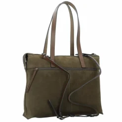New Castelijn & Beerens Nubuck Schultertasche Leder 40 cm Laptopfach green