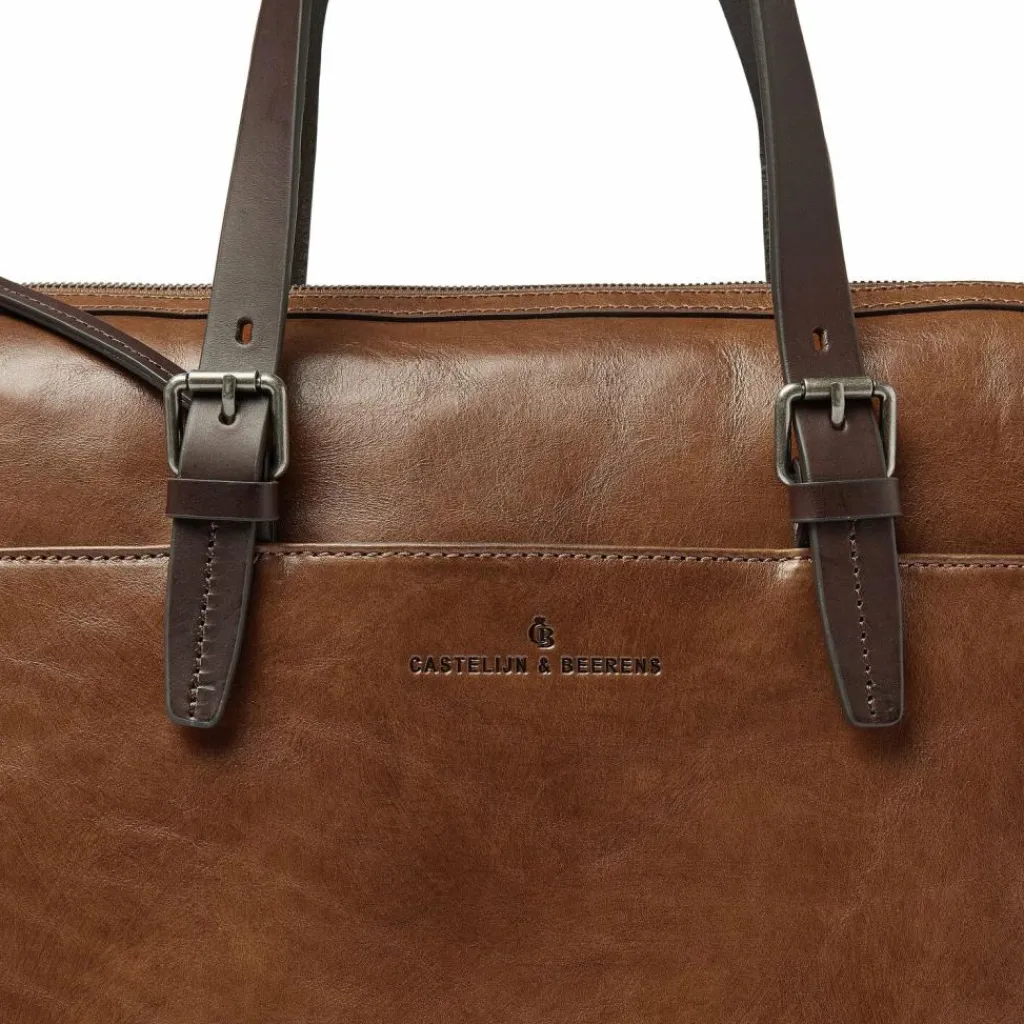 Castelijn & Beerens Schultertaschen<Rien Schultertasche RFID Schutz Leder 40 cm Laptopfach cognac2