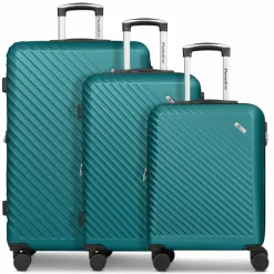 Hot Check.In Paradise 2.0 4 Rollen Kofferset 3-teilig mit Dehnfalte smaragd green