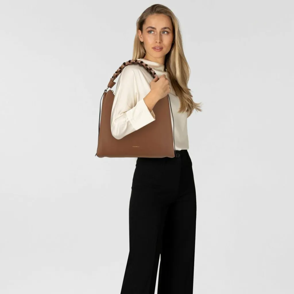 Coccinelle Henkeltaschen|Schultertaschen<Boheme Schultertasche Leder 34 cm cognac-noir