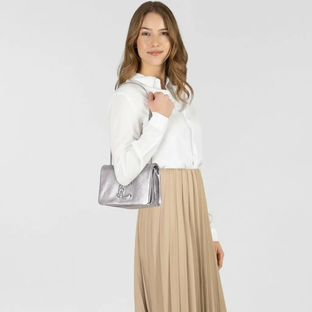 New Coccinelle Dulse Schultertasche Leder 19 cm steel