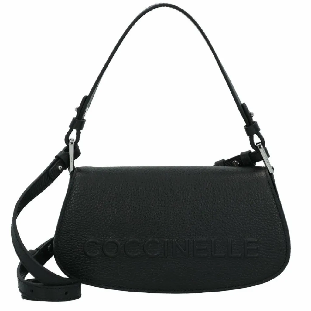 Clearance Coccinelle Myrtha Schultertasche Leder 24 cm noir