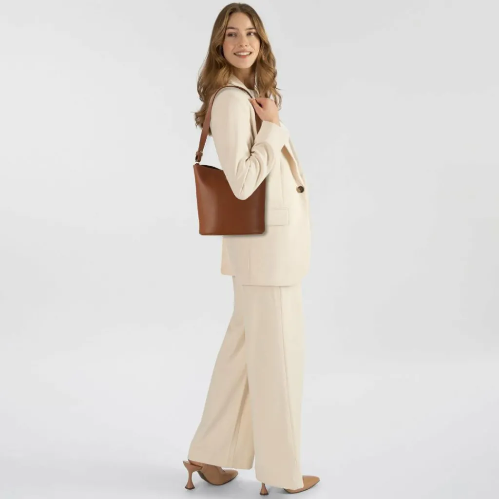 Discount Coccinelle Nikla Beuteltasche Leder 18 cm cognac-noir