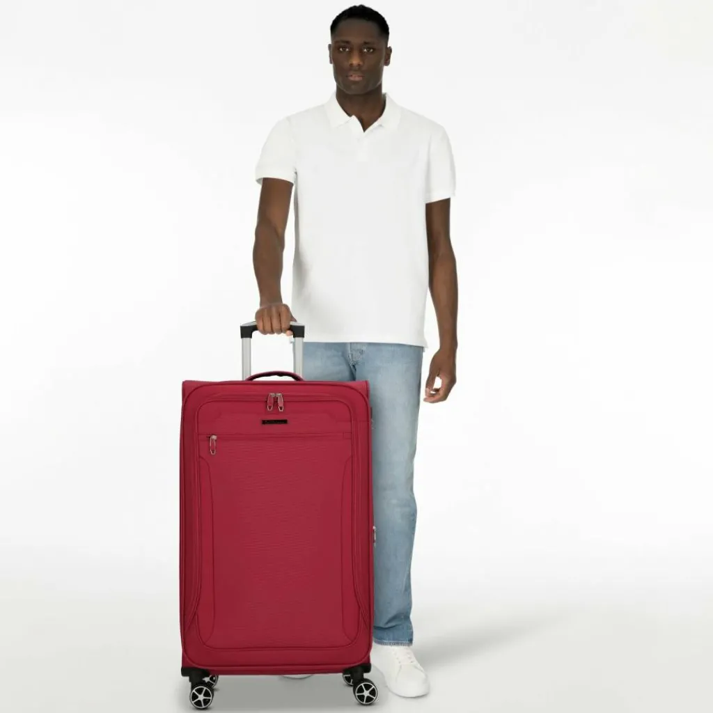 Cocoono Weichgepäck|4-Rollen Koffer<Monterrey 4 Rollen Trolley 79 cm mit Dehnfalte rot