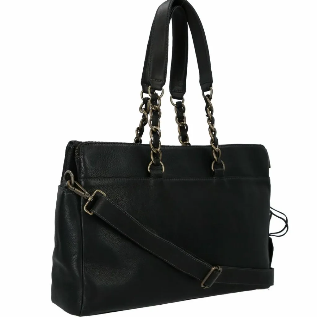 Cowboysbag Schultertaschen<Chained Barton Schultertasche Leder 40 cm black