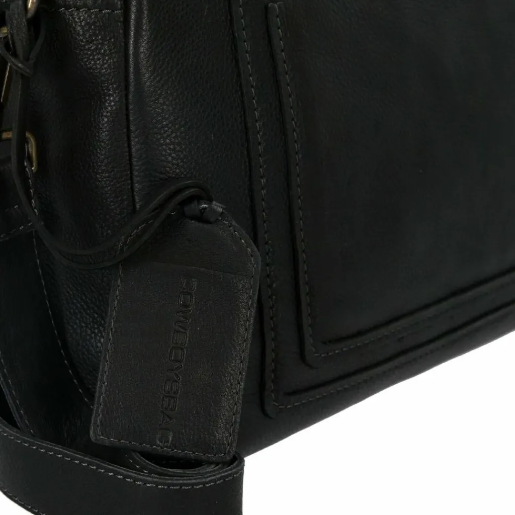 Cowboysbag Schultertaschen<Chained Barton Schultertasche Leder 40 cm black