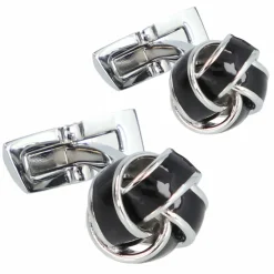 Davidoff Essentials Manschettenknöpfe Messing 1.5 cm silber-schwarz