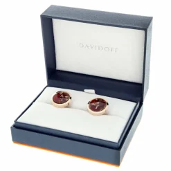 New Davidoff Venice Manschettenknöpfe Messing 2 cm rotgold bordeaux