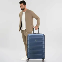 Delsey Paris Meteor 4 Rollen Trolley L 78 cm mit Dehnfalte blue