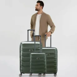 Delsey Paris Koffersets Als Hartgepäck|Koffersets 3-Teilig<Meteor 4 Rollen Kofferset 3-teilig mit Dehnfalte olive