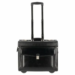 Discount Dermata 2 Rollen Pilotentrolley Leder 39 cm Laptopfach schwarz