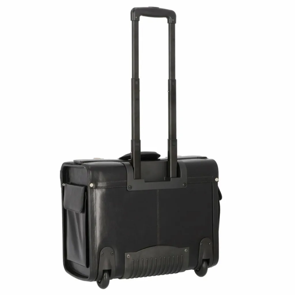 Discount Dermata 2 Rollen Pilotentrolley Leder 39 cm Laptopfach schwarz