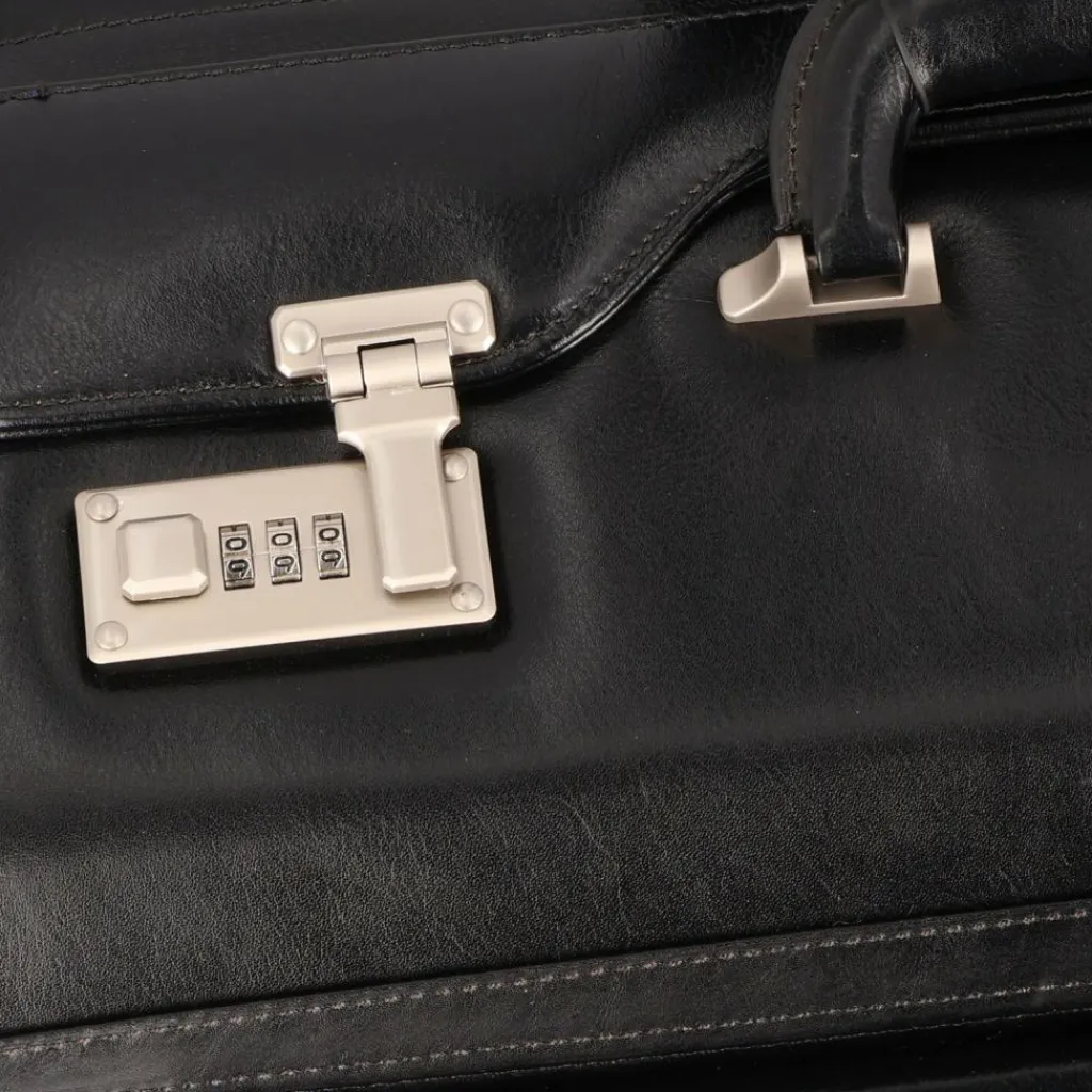 Discount Dermata 2 Rollen Pilotentrolley Leder 39 cm Laptopfach schwarz