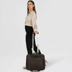Outlet Dermata 2-Rollen Businesstrolley 42 cm Laptopfach braun