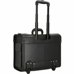 Dermata Pilotenkoffer|Laptoptaschen<2-Rollen Pilotentrolley Leder 45,5 cm Laptopfach schwarz
