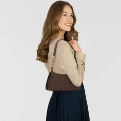 DKNY Henkeltaschen|Schultertaschen<Avril Schultertasche Leder 26 cm chocolate