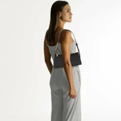 DKNY Henkeltaschen|Schultertaschen<Avril Schultertasche Leder 26 cm black-gold