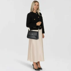 DKNY Schultertaschen<Belen Schultertasche Leder 26 cm black-gold