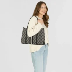 Clearance DKNY Nuri Schultertasche Leder 36 cm black logo- black