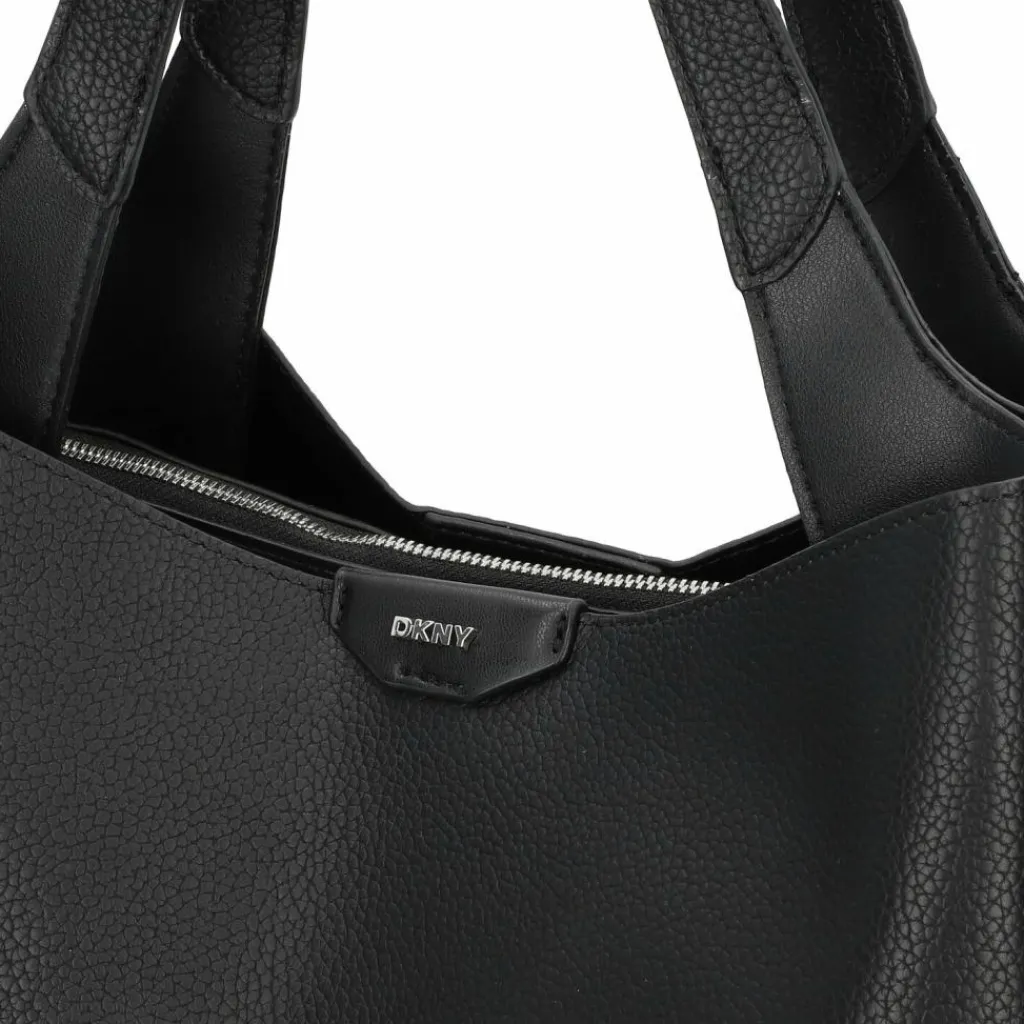 Hot DKNY Willa Shopper Tasche Leder 37 cm black-silver