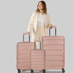 d&n Koffersets Als Hartgepäck|Koffersets 3-Teilig<South Dakota 4 Rollen Kofferset 3-teilig mit Dehnfalte rose gold