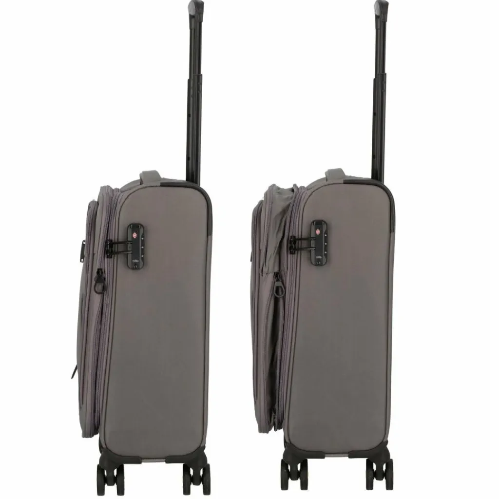 Hot d&n Travel Line 9704 4 Rollen Kabinentrolley S 55 cm mit Dehnfalte grey