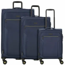 Best d&n Travel Line 9704 4 Rollen Kofferset 3-teilig mit Dehnfalte dark blue