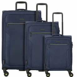 Best d&n Travel Line 9704 4 Rollen Kofferset 3-teilig mit Dehnfalte dark blue
