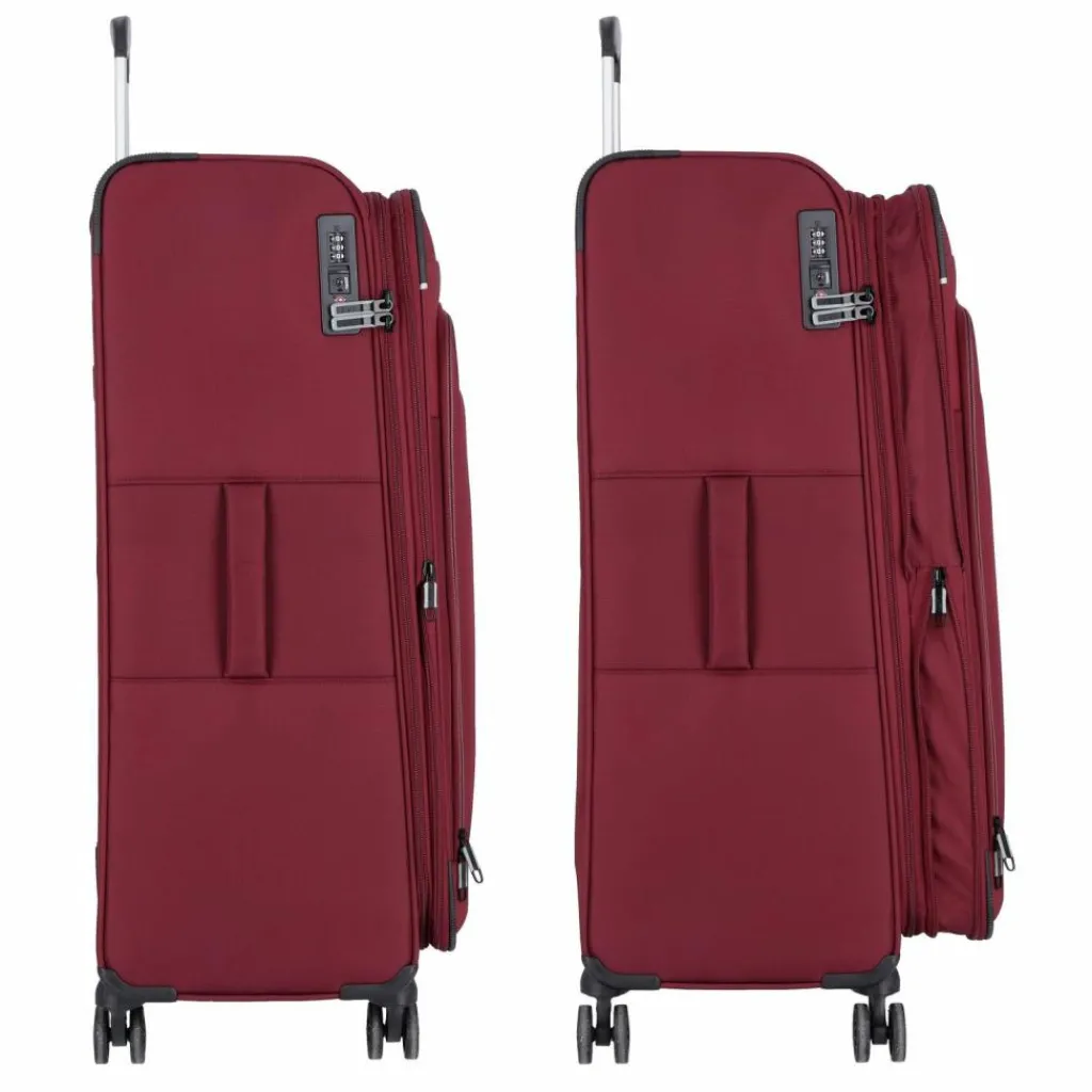 d&n Weichgepäck|4-Rollen Koffer<Travel Line 9504 4 Rollen Trolley L 76 cm mit Dehnfalte dark red