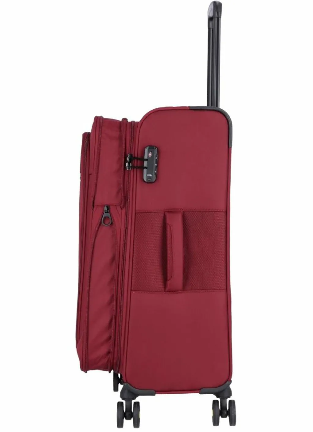 d&n Weichgepäck|4-Rollen Koffer<Travel Line 9704 4 Rollen Trolley M 68 cm mit Dehnfalte dark red