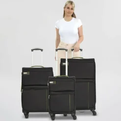 d&n Koffersets Als Weichgepäck|Koffersets 3-Teilig<Travel Line 6704 4-Rollen Kofferset 3tlg. schwarz