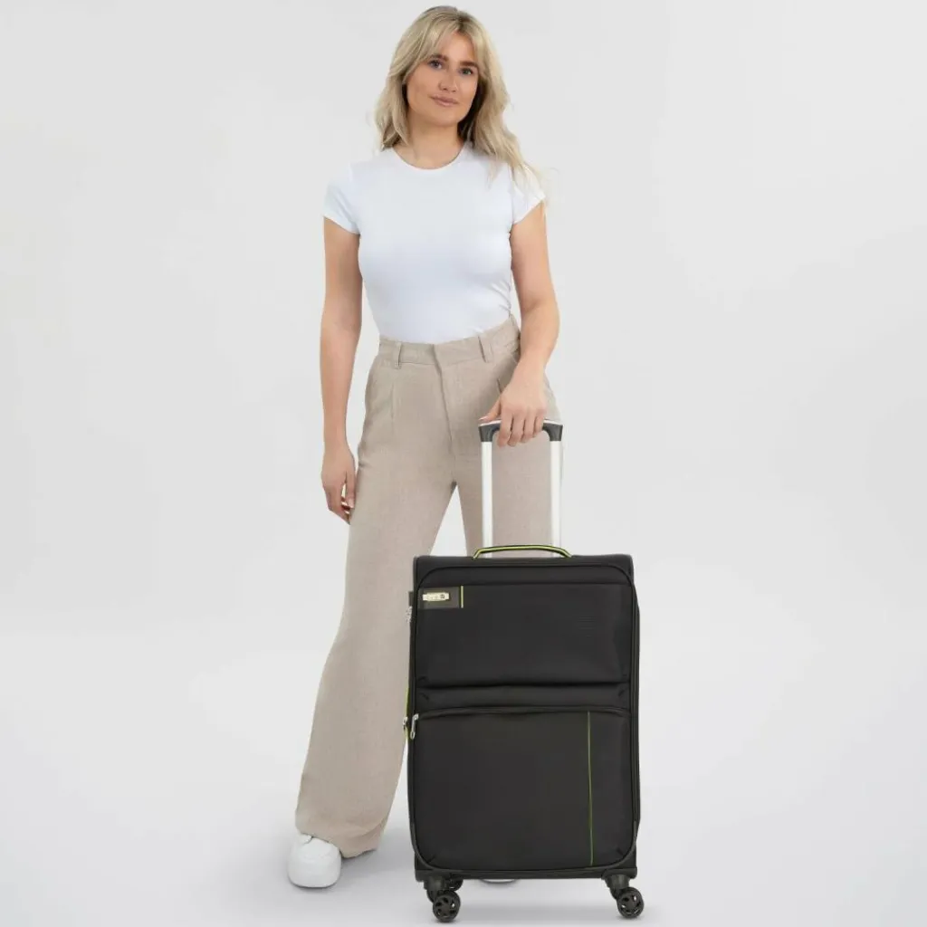 d&n Weichgepäck|4-Rollen Koffer<Travel Line 6704 4-Rollen Trolley 65 cm schwarz