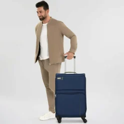 d&n Weichgepäck|4-Rollen Koffer<Travel Line 6704 4-Rollen Trolley 65 cm blau