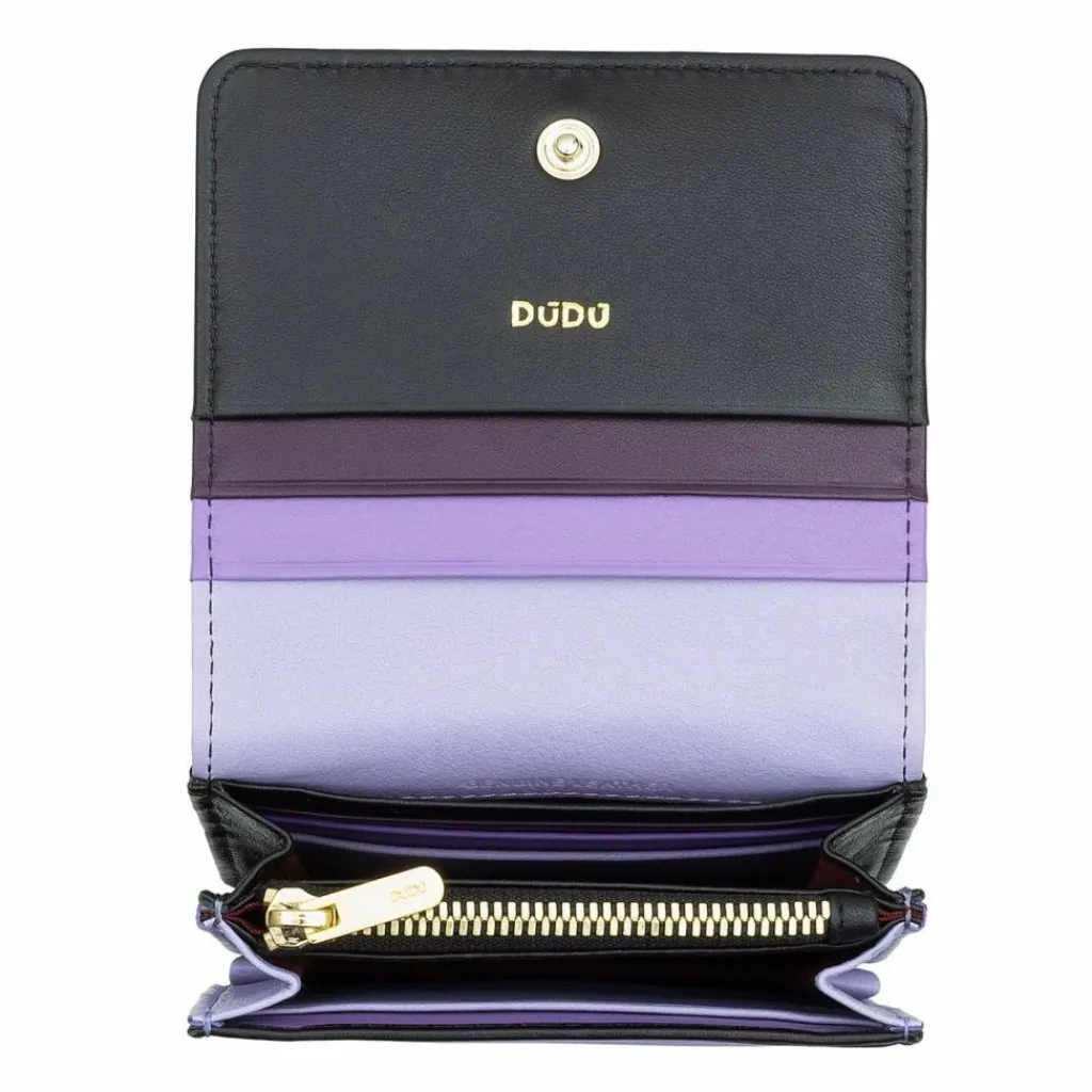 DuDu Damengeldbörsen Hochformat<Flores Geldbörse Leder 10 cm black-lavander