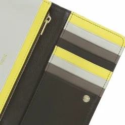 DuDu Damengeldbörsen Querformat<Geldbörse RFID Leder 17,5 cm coffee brown