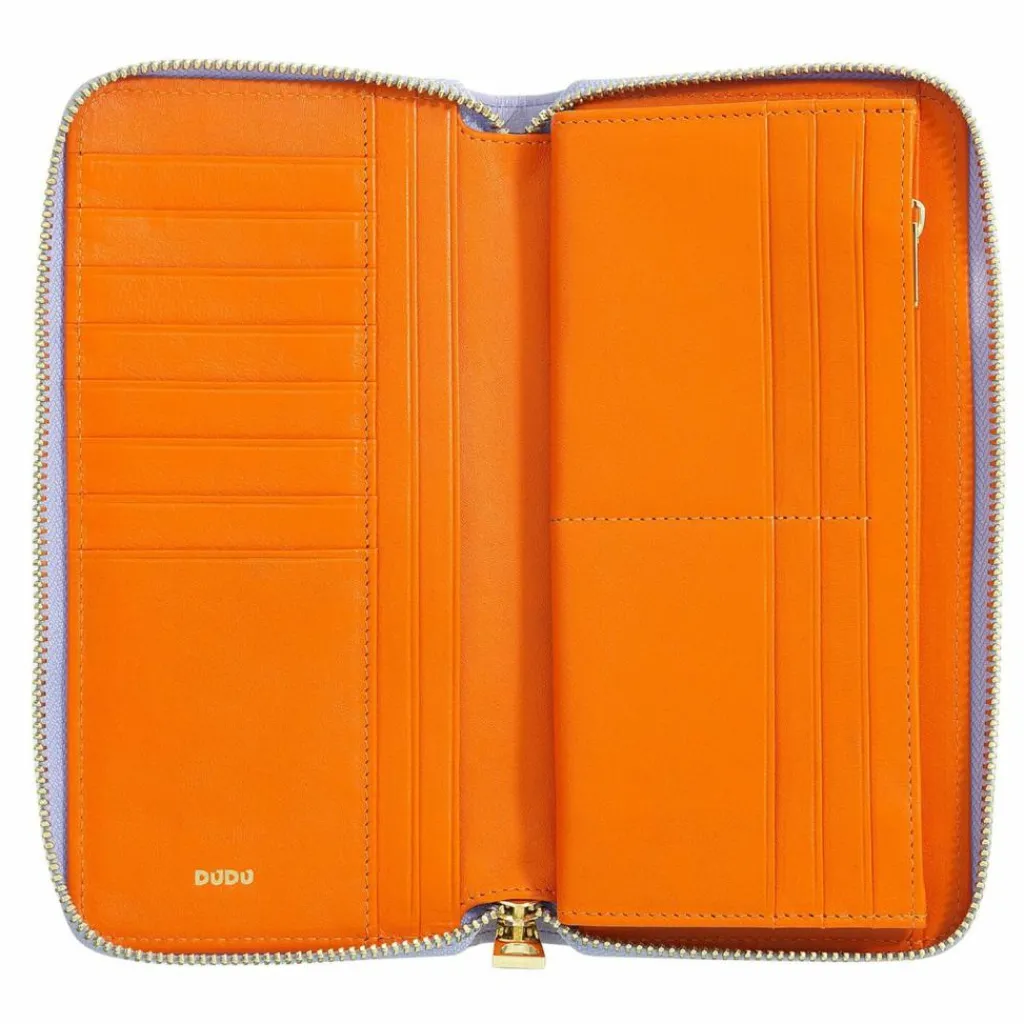 DuDu Damengeldbörsen Querformat<Up Geldbörse RFID Schutz Leder 20 cm lilac-orange