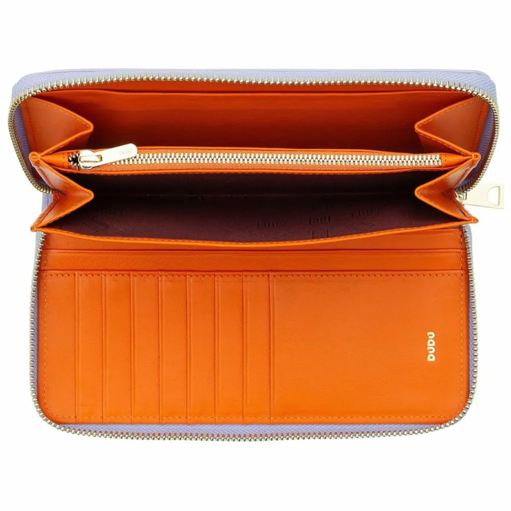 DuDu Damengeldbörsen Querformat<Up Geldbörse RFID Schutz Leder 20 cm lilac-orange