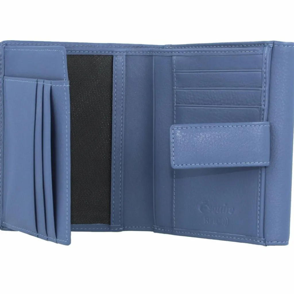 Esquire Damengeldbörsen Querformat<Viktoria Geldbörse RFID Leder 12 cm taubenblau