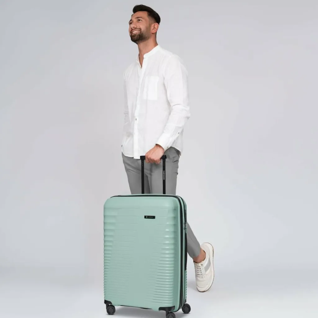 Farmhood Hartgepäck|4-Rollen Koffer<Eco Edition 4 Rollen Trolley 67 cm mit Dehnfalte mint