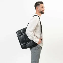 Hot Farmhood Memphis Aktentaschen Messenger Leder 38 cm Laptopfach black