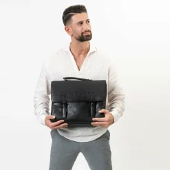 Farmhood Aktentaschen<Memphis Aktentasche XXL 3 Fächer Leder 39 cm black 2