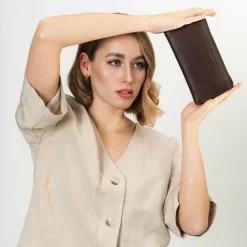 Outlet Farmhood Memphis Geldbörse RFID Schutz Leder 19.5 cm dark brown