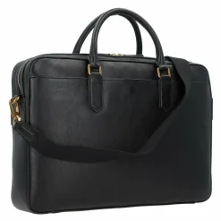 New Fossil Asher Aktentasche Leder 40 cm Laptopfach black