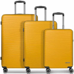 Clearance Franky Dallas 3.0 4 Rollen Kofferset 3-teilig mit Dehnfalte yellow