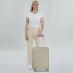 Outlet Franky London 4 Rollen Kabinentrolley S 55 cm mit Dehnfalte beige