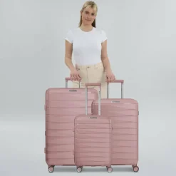 Franky Koffersets Als Hartgepäck|Koffersets 3-Teilig<London 4 Rollen Kofferset 3-teilig mit Dehnfalte rose